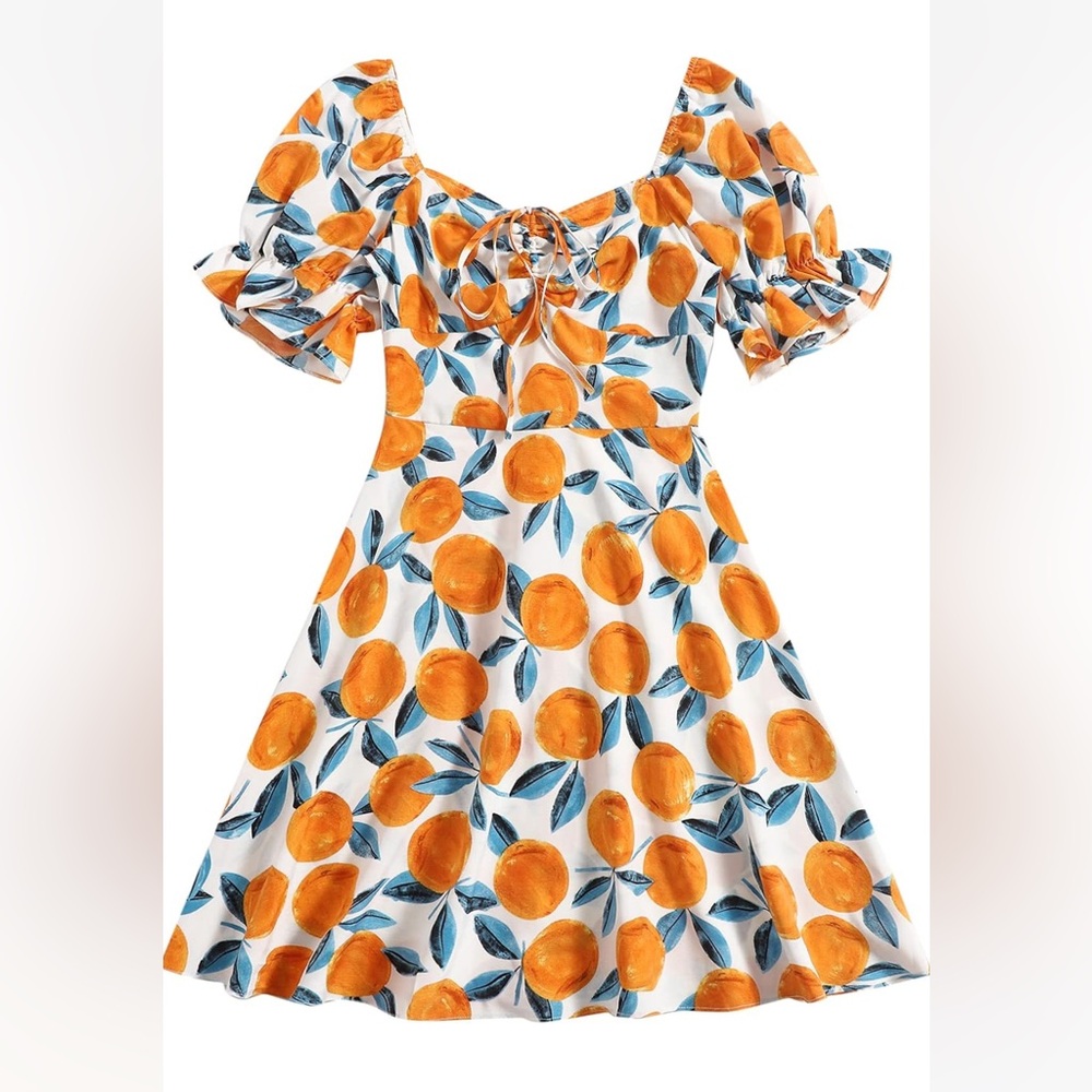 Orange A Line Short Dress